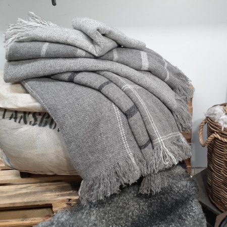 Brushed Wool Throws - Mid grey base