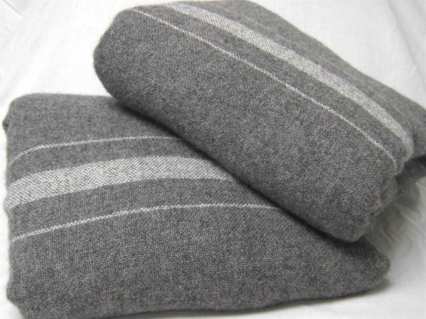 BW Spaced Stripe Blanket - woven to order in mid grey base - Image 2