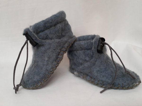 Baby Wool Felt Slippers - hand made and stitched - Blue or Light Grey - Image 5