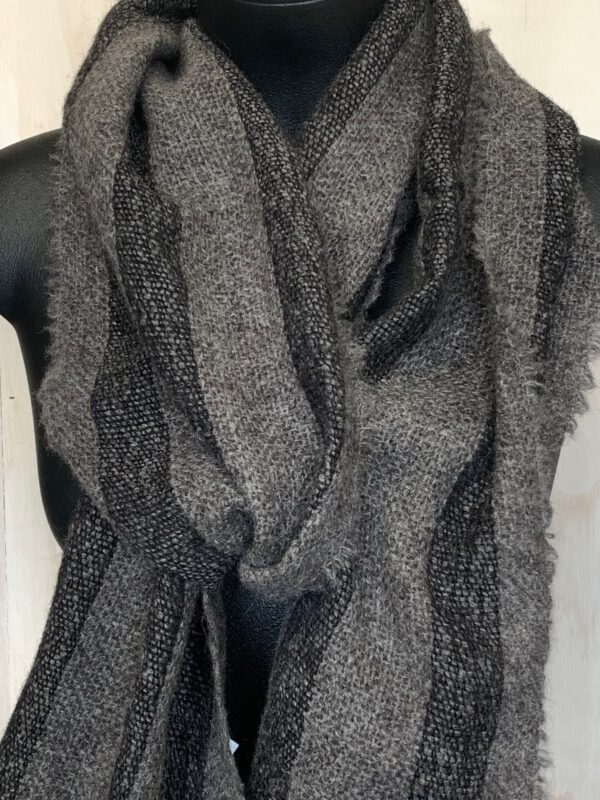 Brushed Dk Grey Lambswool Scarf - Image 2