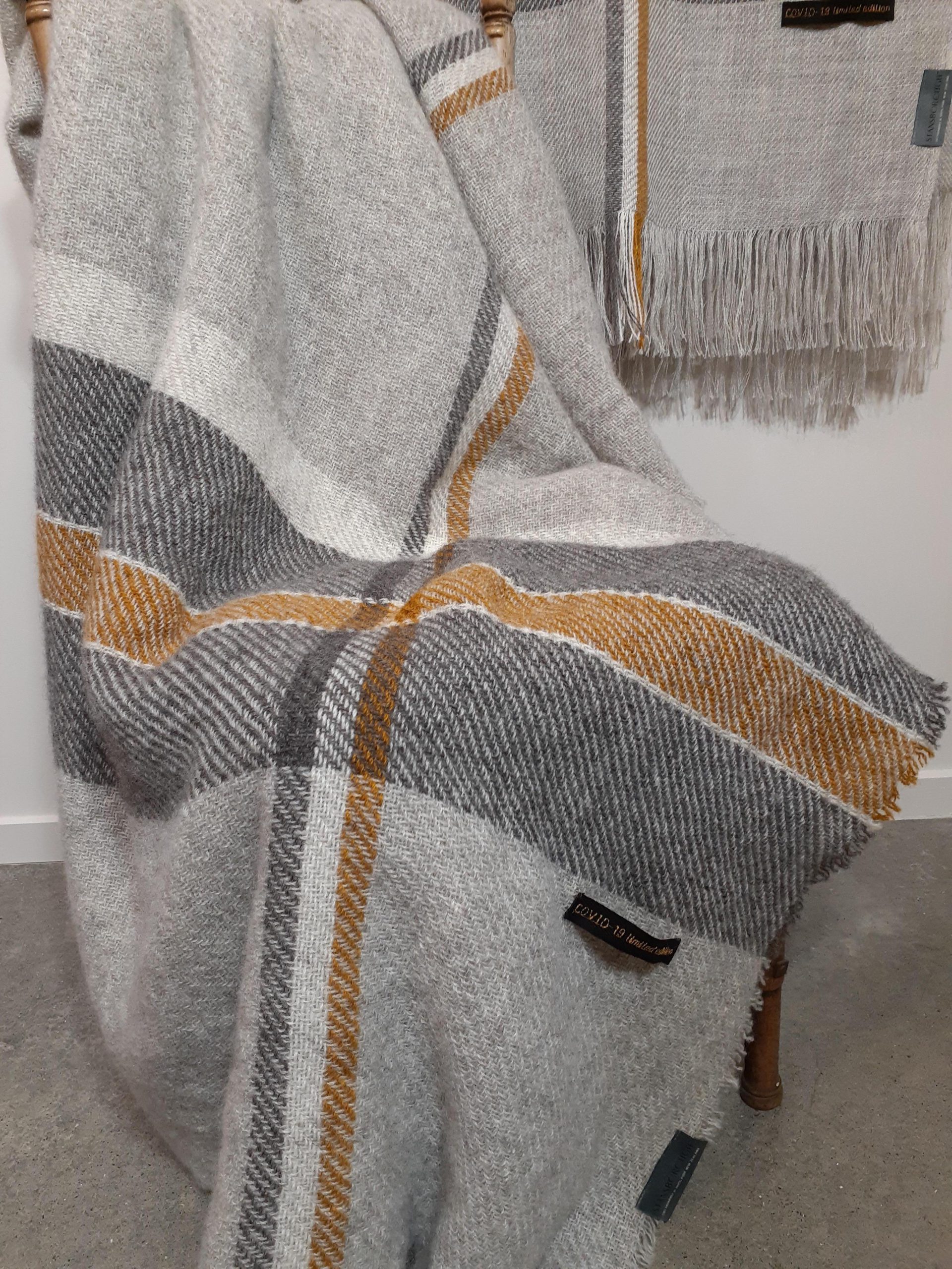 COVID-19 gold label, brushed wool blanket